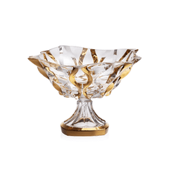 Chân bồng pha lê Bohemia Samba 30,5cm mạ vàng
