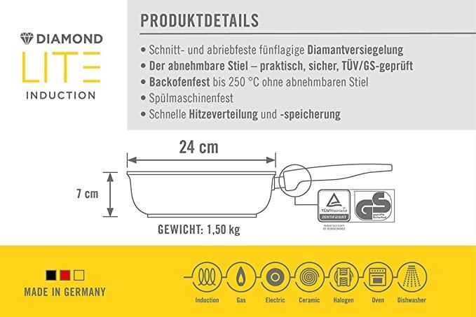 Chảo rán WOLL Diamond Lite Saute Pan 24cm