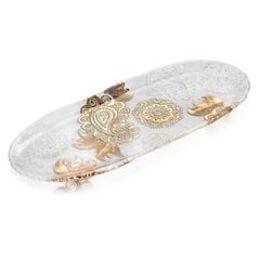 Khay Oval Pashmina Clear Gold 43x17cm IVV