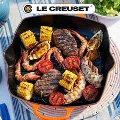 Chảo gang 2 quai cầm LeCreuset Grillpfanne rund, tief 25cm Kirsche (màu đỏ)