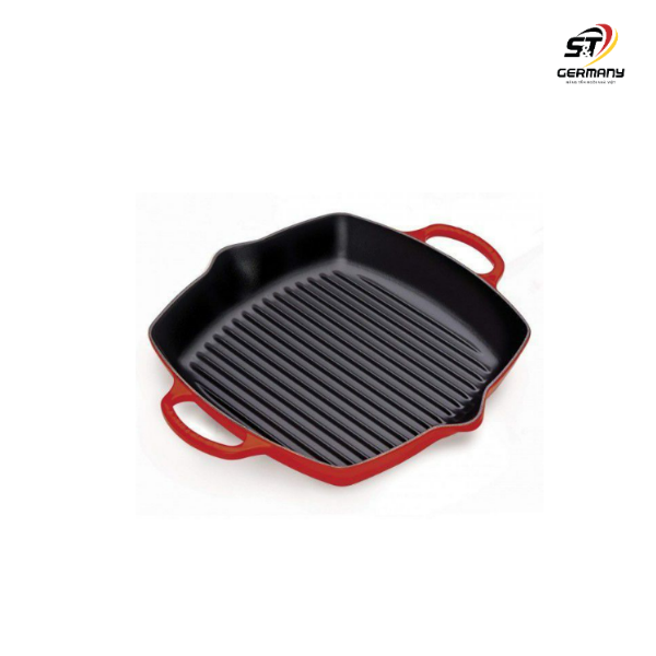 Chảo gang 2 quai cầm LeCreuset Grillpfanne rund, tief 25cm Kirsche (màu đỏ)