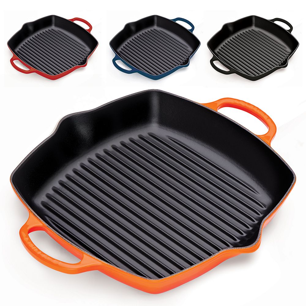 Chảo gang 2 quai cầm LeCreuset Grillpfanne rund, tief 25cm Kirsche (màu đỏ)