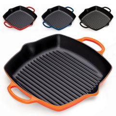 Chảo gang 2 quai cầm LeCreuset Grillpfanne rund, tief 25cm Kirsche (màu đỏ)