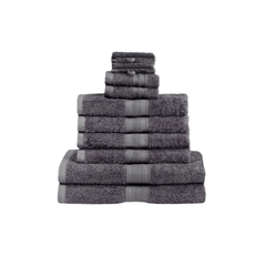Bộ Khăn Tắm chất lượng cao GREEN MARK Textilien 10 chiếc màu xám