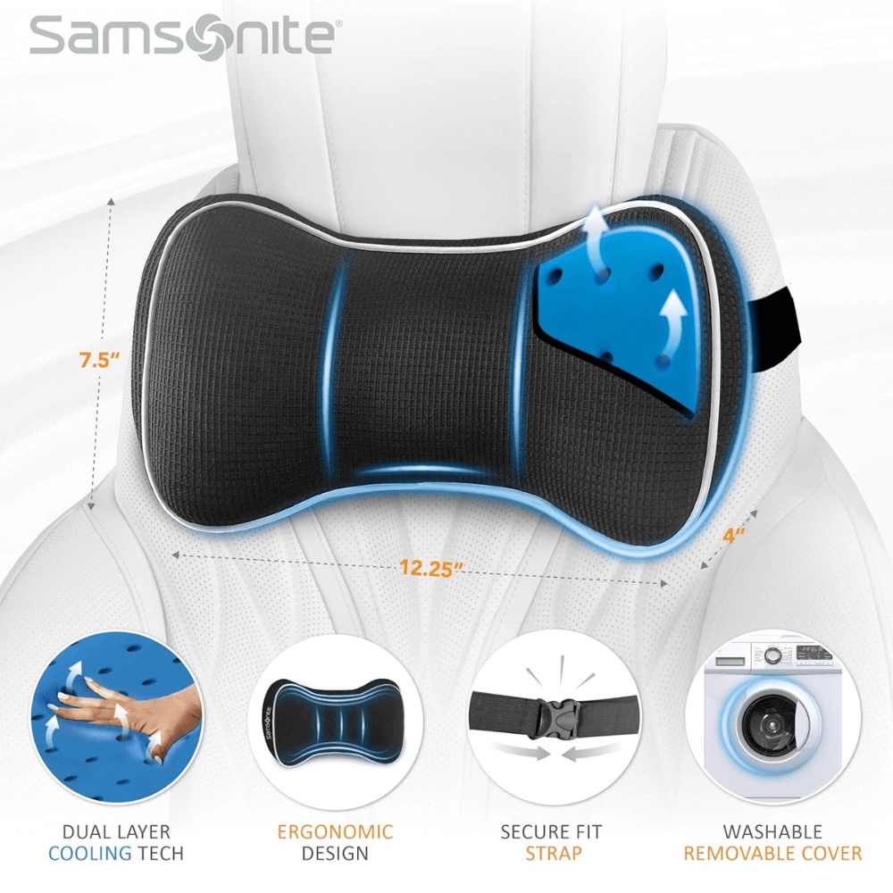 Gối tựa đầu ô tô Samsonite Cooling Technology màu đen SA6443