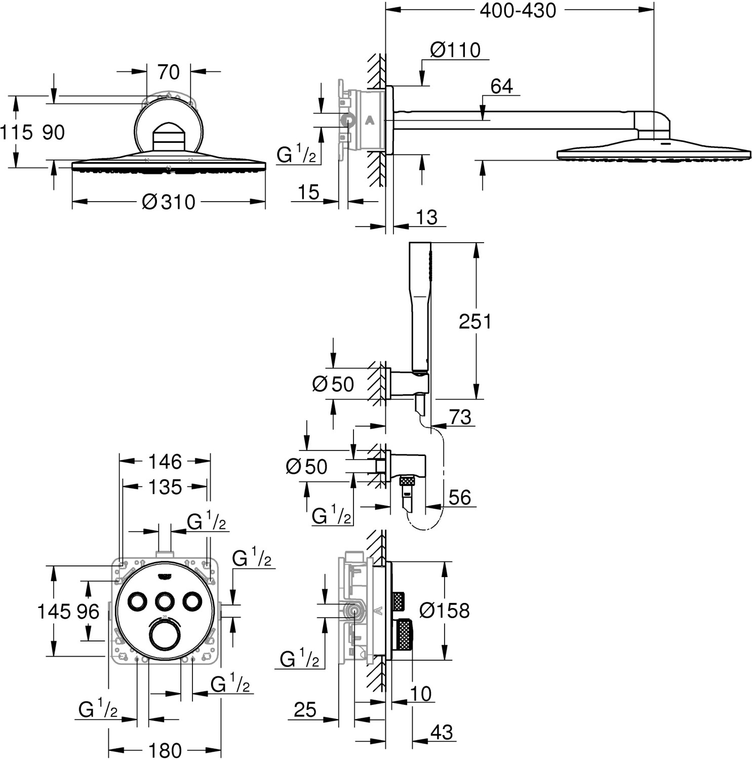 Sen âm tường Grohe 34705000 bát tròn