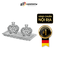 Set hũ đựng đường, bánh kẹo pha lê 3 món BOHEMIA Crystal (1 đĩa + 2 thố)
