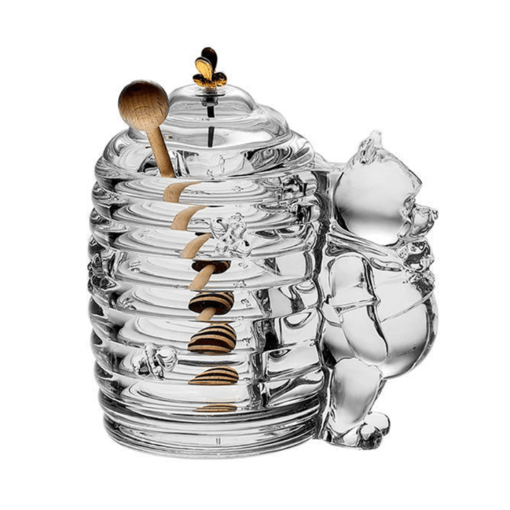Hũ mật ong pha lê kèm cây khuấy Crystal Bohemia