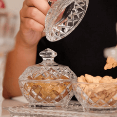 Set hũ đựng đường, bánh kẹo pha lê 3 món BOHEMIA Crystal (1 đĩa + 2 thố)