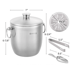 Xô đá ủ lạnh rượu Wenegg 3L màu bạc