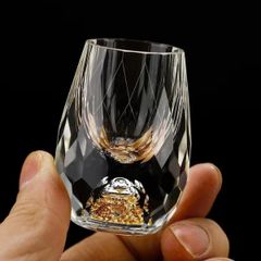Bộ chén rượu pha lê mắt trâu vàng 24k