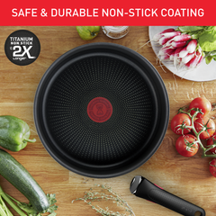 Set 2 chảo chống dính TEFAL 22 + 26cm Ingenio Daily Chef L3989622 cán rời màu đỏ
