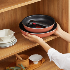Set 2 chảo chống dính TEFAL 22 + 26cm Ingenio Daily Chef L3989622 cán rời màu đỏ