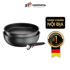 Set 2 chảo chống dính TEFAL 24 + 26cm Ingenio Daily Chef L7619022 cán rời màu đen
