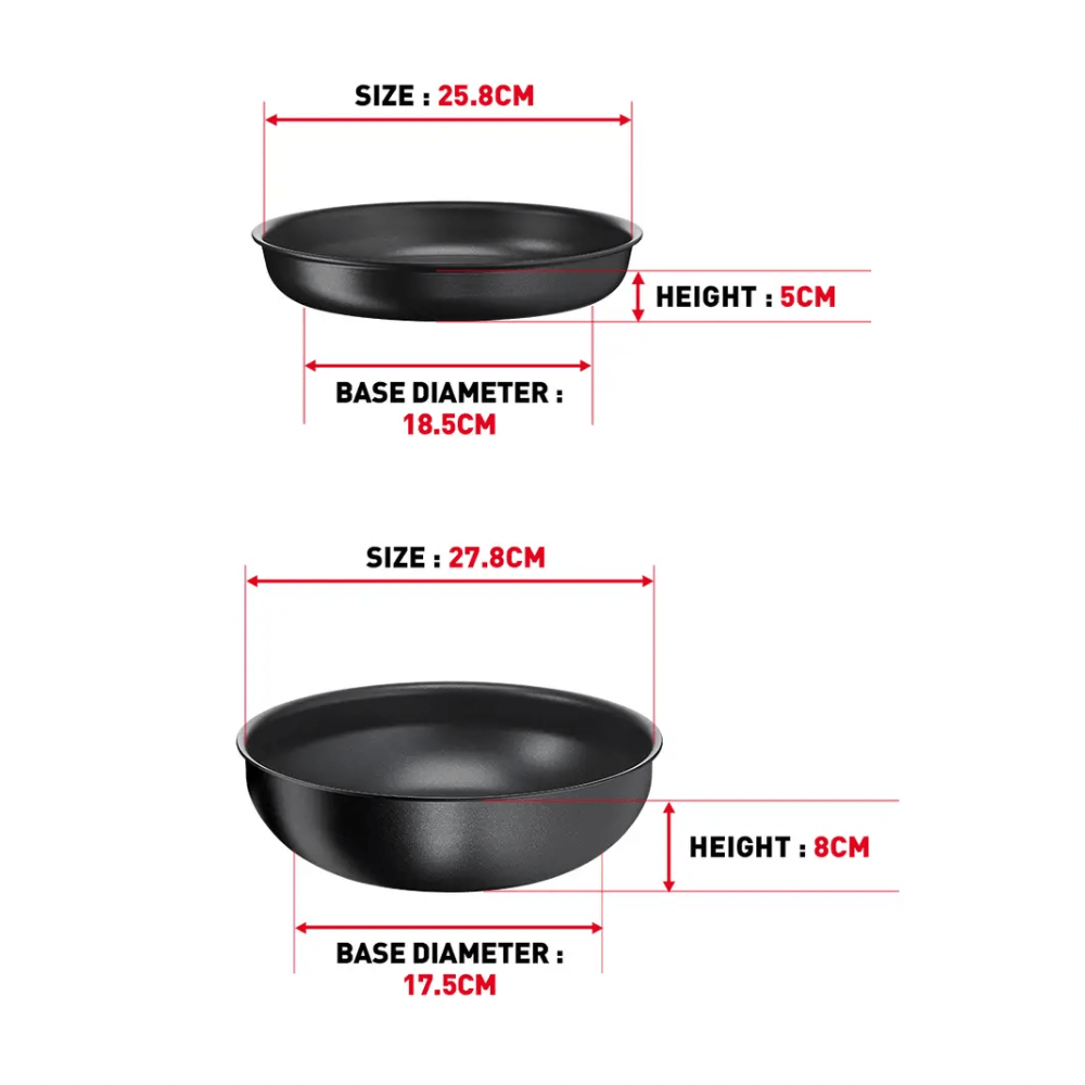 Set 2 chảo chống dính TEFAL 24 + 26cm Ingenio Daily Chef L7619022 cán rời màu đen