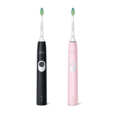 Set 2 bàn chải điện cao cấp Philips Sonicare 4300 HX6800/35 màu hồng và đen kèm hộp đựng du lịch