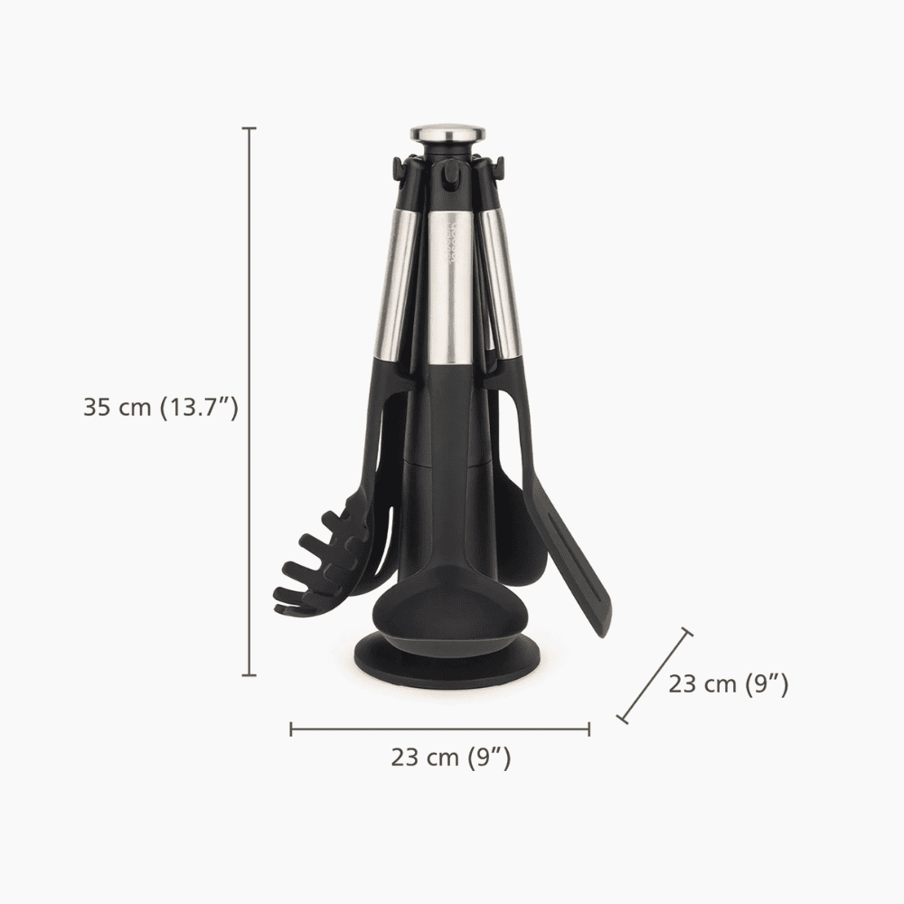 Bộ 5 dụng cụ nấu ăn silicone đế xoay 360° Joseph Joseph Elevate (Steel) 10567
