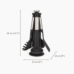 Bộ 5 dụng cụ nấu ăn silicone đế xoay 360° Joseph Joseph Elevate (Steel) 10567