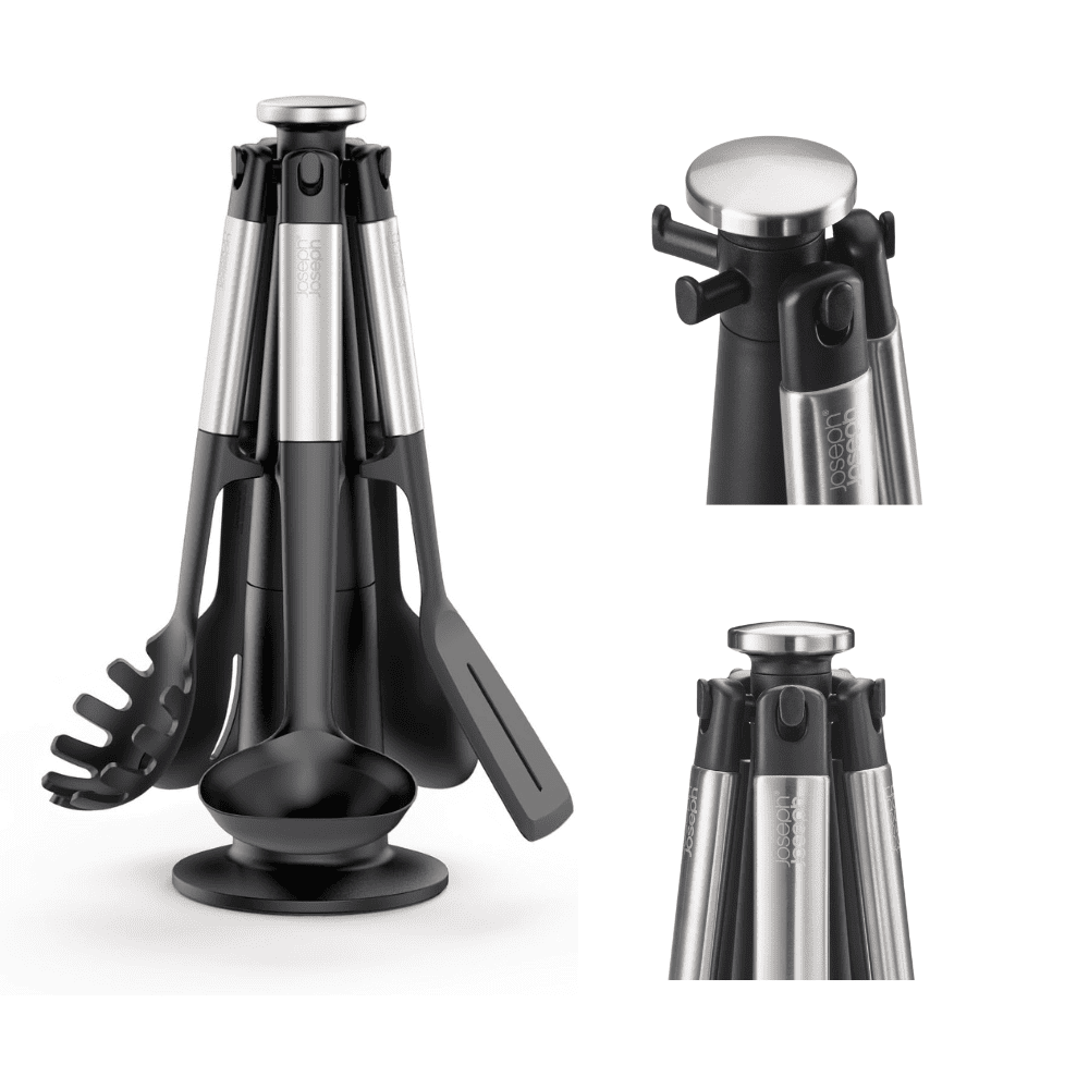 Bộ 5 dụng cụ nấu ăn silicone đế xoay 360° Joseph Joseph Elevate (Steel) 10567