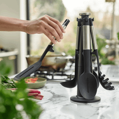 Bộ 5 dụng cụ nấu ăn silicone đế xoay 360° Joseph Joseph Elevate (Steel) 10567