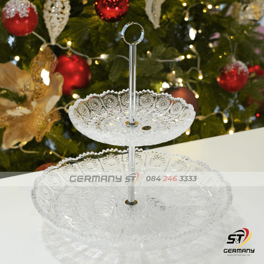 Khay đựng bánh kẹo 2 tầng Bohemia M57 31 + 19 cm