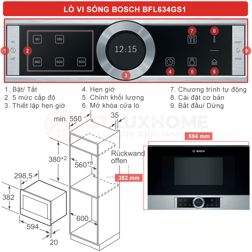 Lò vi sóng BOSCH BFL634GS1 âm tủ