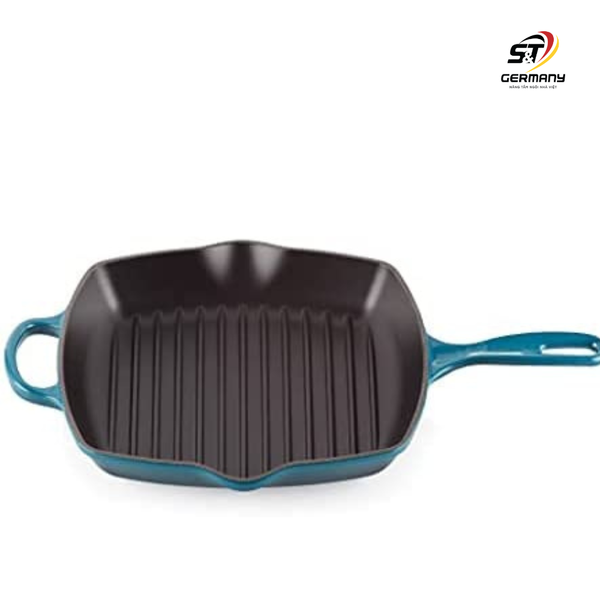 Chảo gang nướng Le Creuset hình vuông 26cm màu xanh lam Deep Teal nội địa Đức