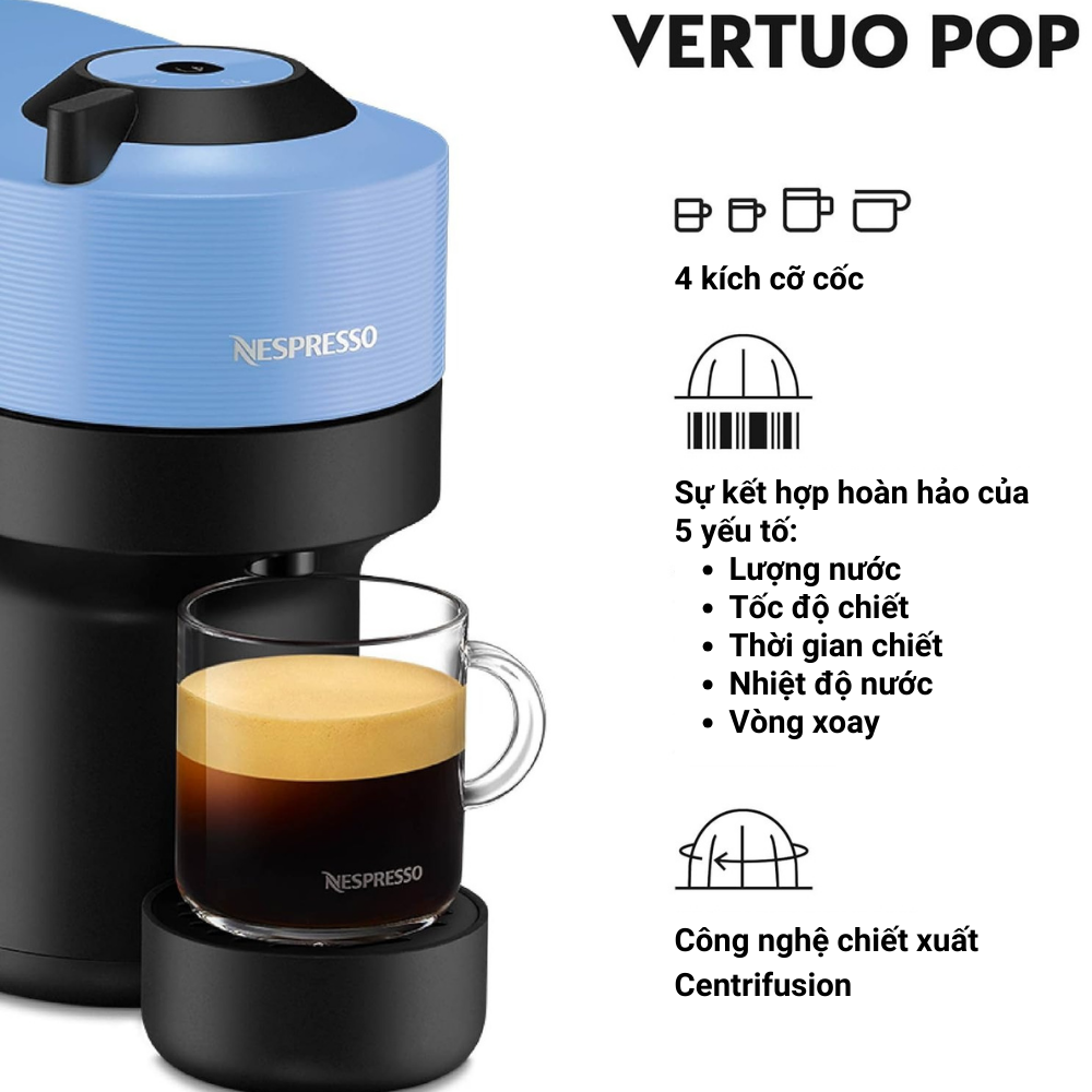 Máy pha cà phê viên nén Nespresso De'Longhi ENV90.A Vertuo màu xanh Blue