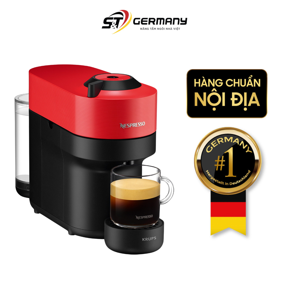 Máy pha cà phê viên nén Nespresso Krups XN9205 Vertuo Pop màu đỏ