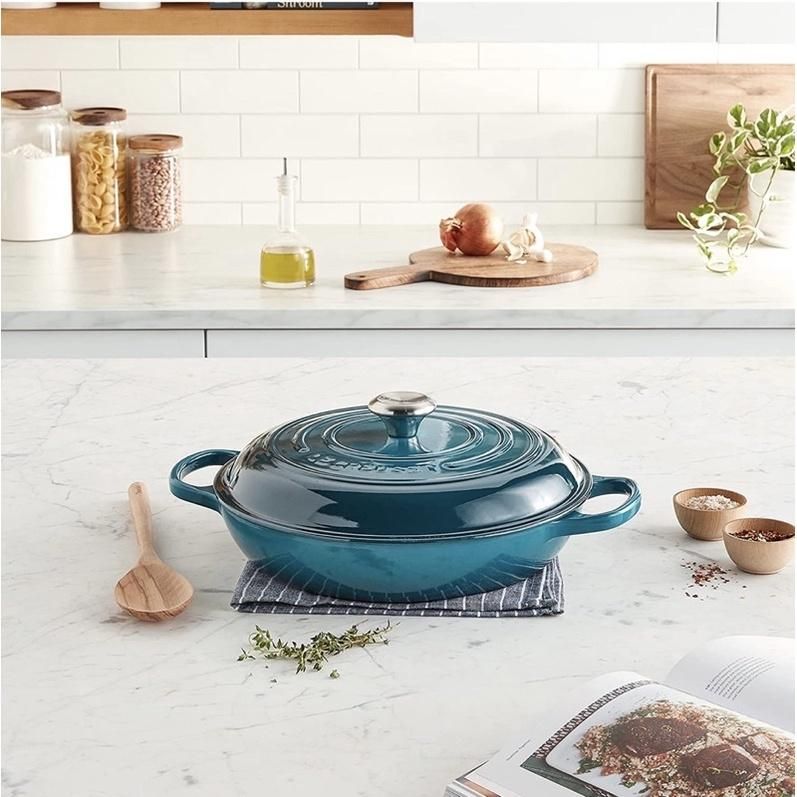 Nồi gang Le Creuset Gourmet Profit 30cm màu xanh deep teal