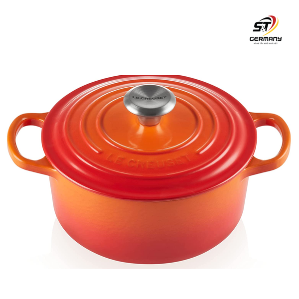 Nồi gang tròn Le Creuset 18cm màu cam nội địa Đức