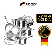 Bộ nồi inox cao cấp Ciwete 7 món có xửng hấp kèm chảo inox