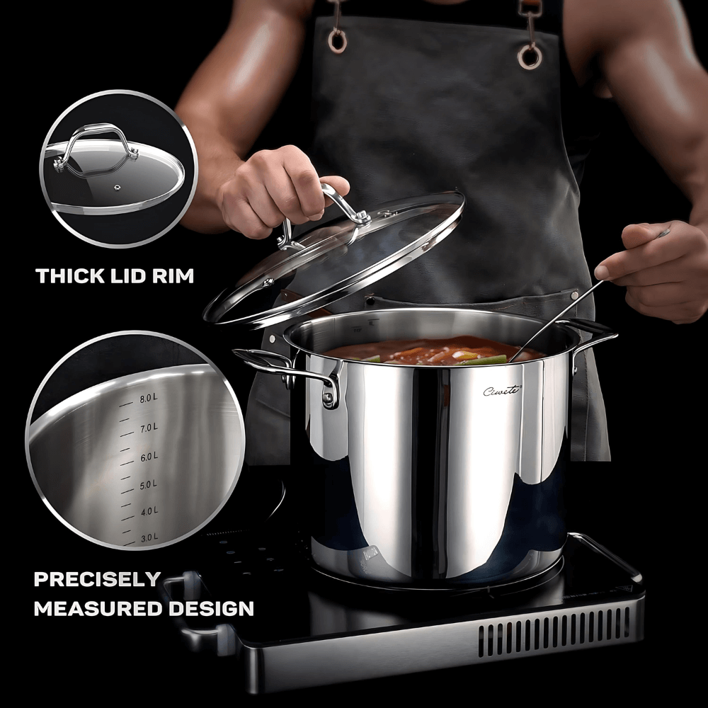 Bộ nồi inox cao cấp Ciwete 7 món có xửng hấp kèm chảo chống dính