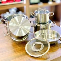 Bộ nồi Fissler Profi set 5 món kèm chảo vung kính made in Germany
