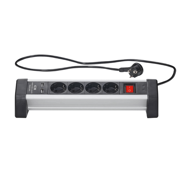 Ổ cắm điện cao cấp SILVERCREST 4 lỗ kèm 2 cổng sạc USB màu đen