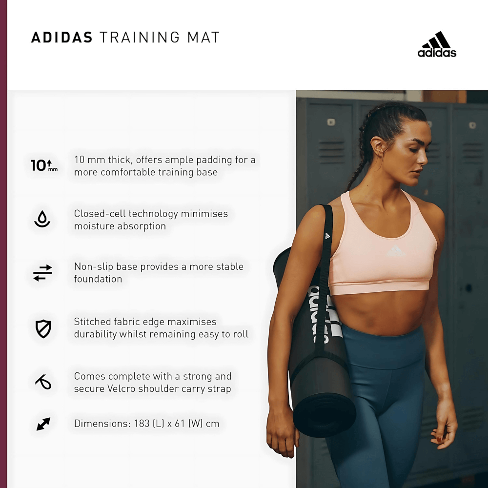 Thảm tập Yoga Adidas màu đen viền đỏ