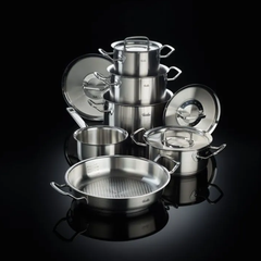 Bộ nồi Fissler Profi 6 món vung thép kèm quánh và chảo made in Germany