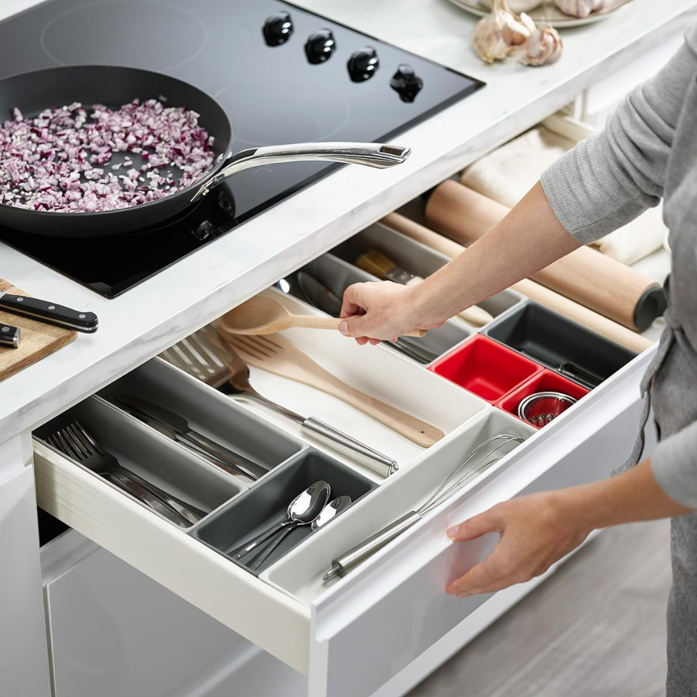 Bộ 10 khay chia ngăn kéo đựng đồ Joseph Joseph Duo đỏ xám 851676