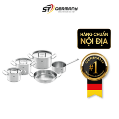 Bộ nồi Fissler Profi 5 món vung thép kèm quánh và chảo 2 quai 28cm made in Germany