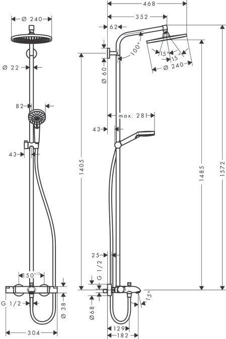 Sen cây Hansgrohe 3 in 1 27320000 bát tròn