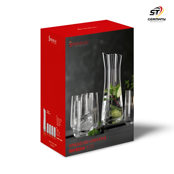 Set 1 bình và 4 ly rượu Spiegelau 445196 LifeStyle Refresh