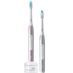 Set 2 bàn chải điện cao cấp ORAL-B Pulsonic Slim Luxe 4900 màu bạch kim và vàng hồng