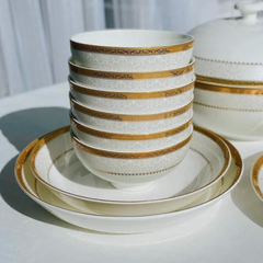 Set bát sứ Imperial 50 món hoa văn viền vàng hoàng gia Anh