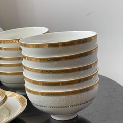 Set bát sứ Imperial 50 món hoa văn viền vàng hoàng gia Anh