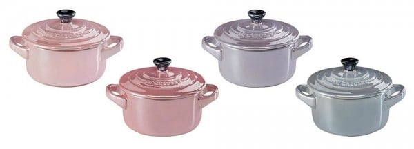 Bộ 4 nồi mini Le Creuset Metallics Chiffon Pink, Rosenquarz, Violett, Nebelgrau (hồng đậm, hồng nhạt, hồng tía, xám)