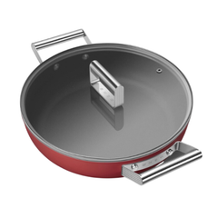 Nồi chảo SMEG CKFD2811RDM 28cm kèm vung kính màu đỏ