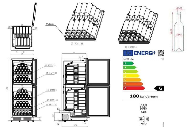 Tủ Rượu Vang Caso WineChef Pro 126-2D – 776