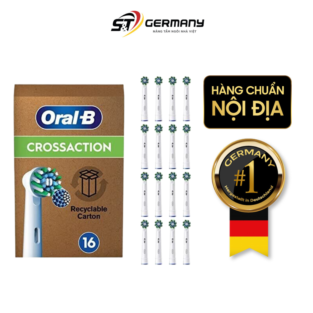 Set 16 đầu bàn chải thay thế ORAL-B Pro CrossAction làm trắng răng màu trắng