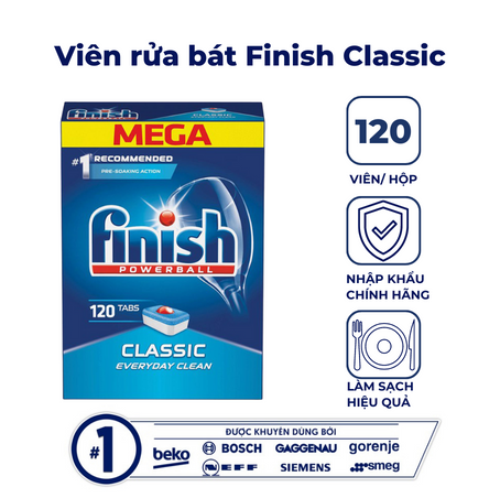 Viên Rửa Bát Finish Powerball Classic 120 viên