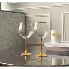 Set 6 Ly vang Bohemia Crystal mạ vàng chân ly 650ml